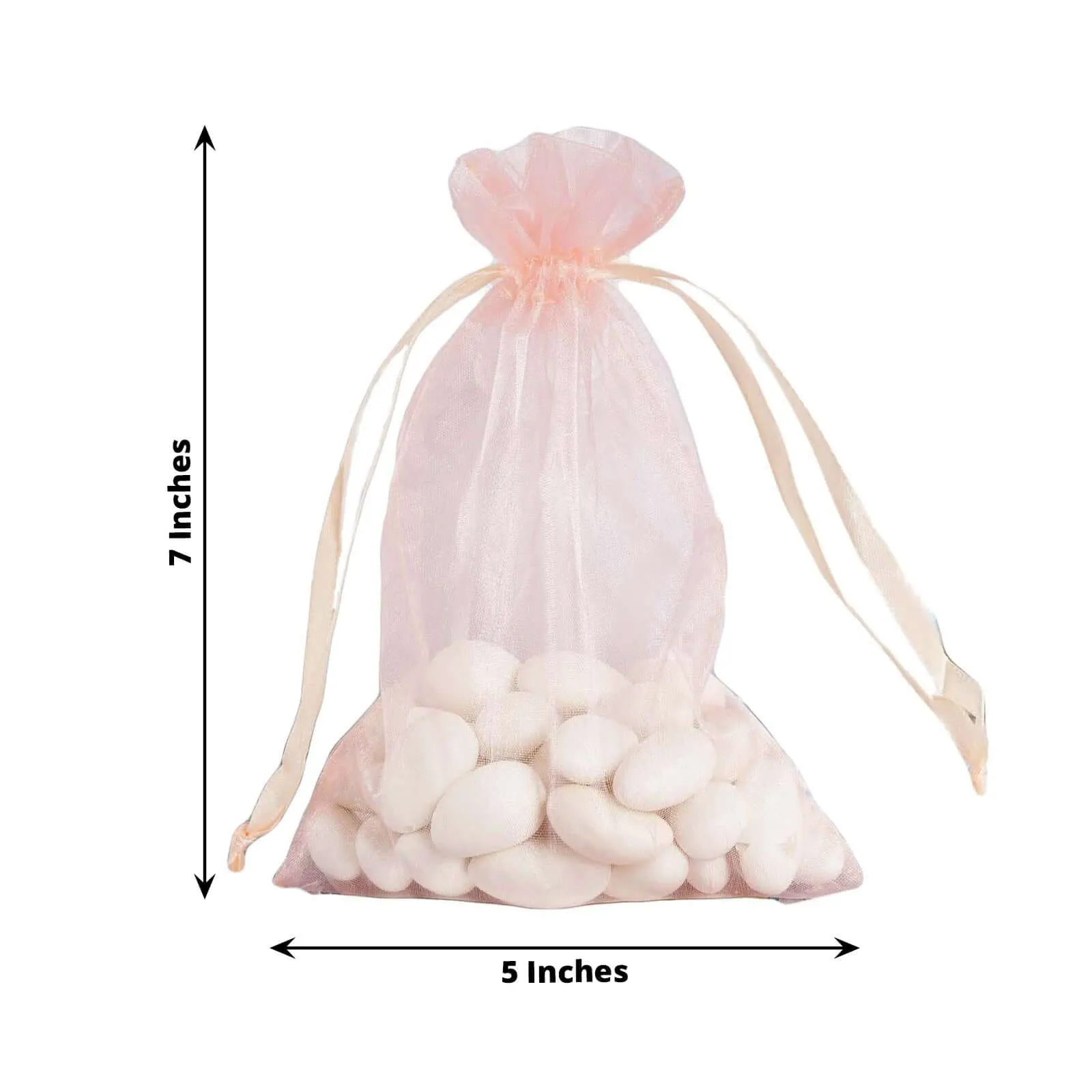 10 Pack 5"x7" Blush Organza Drawstring Wedding Party Favor Gift Bags