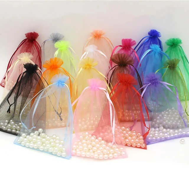 10 Pack 5"x7" Blush Organza Drawstring Wedding Party Favor Gift Bags