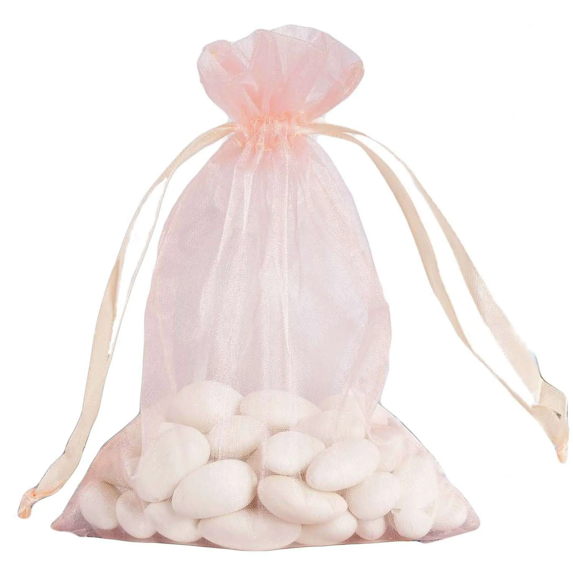 10 Pack 5"x7" Blush Organza Drawstring Wedding Party Favor Gift Bags