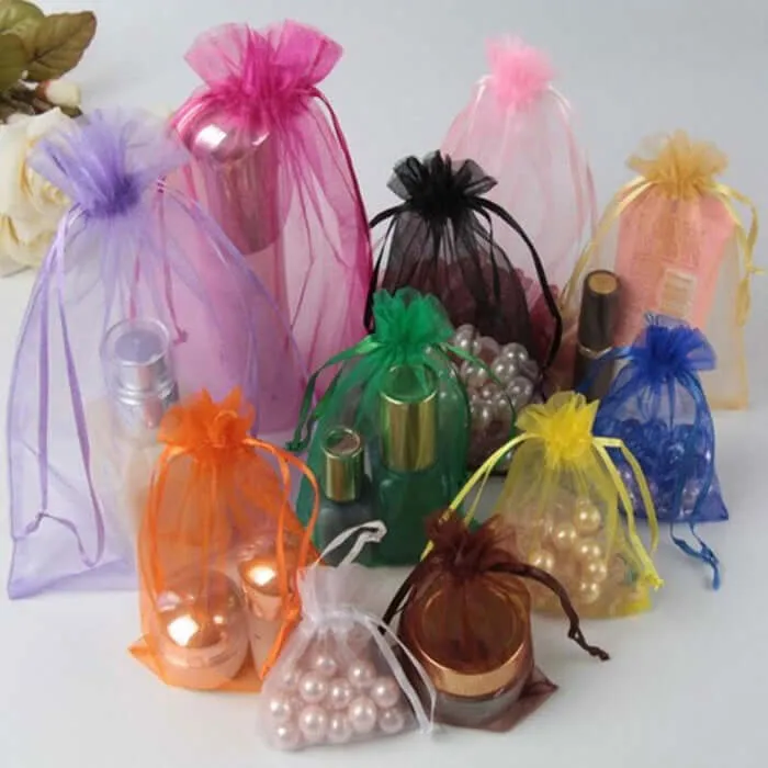 10 Pack 5"x7" Blush Organza Drawstring Wedding Party Favor Gift Bags