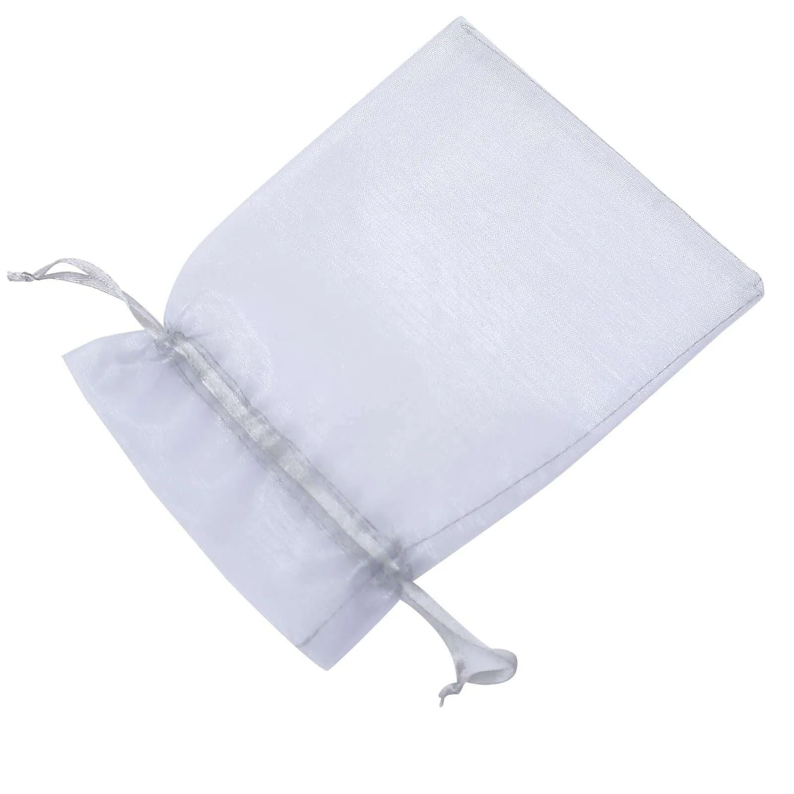 10 Pack 5"x7" Silver Organza Drawstring Wedding Party Favor Gift Bags