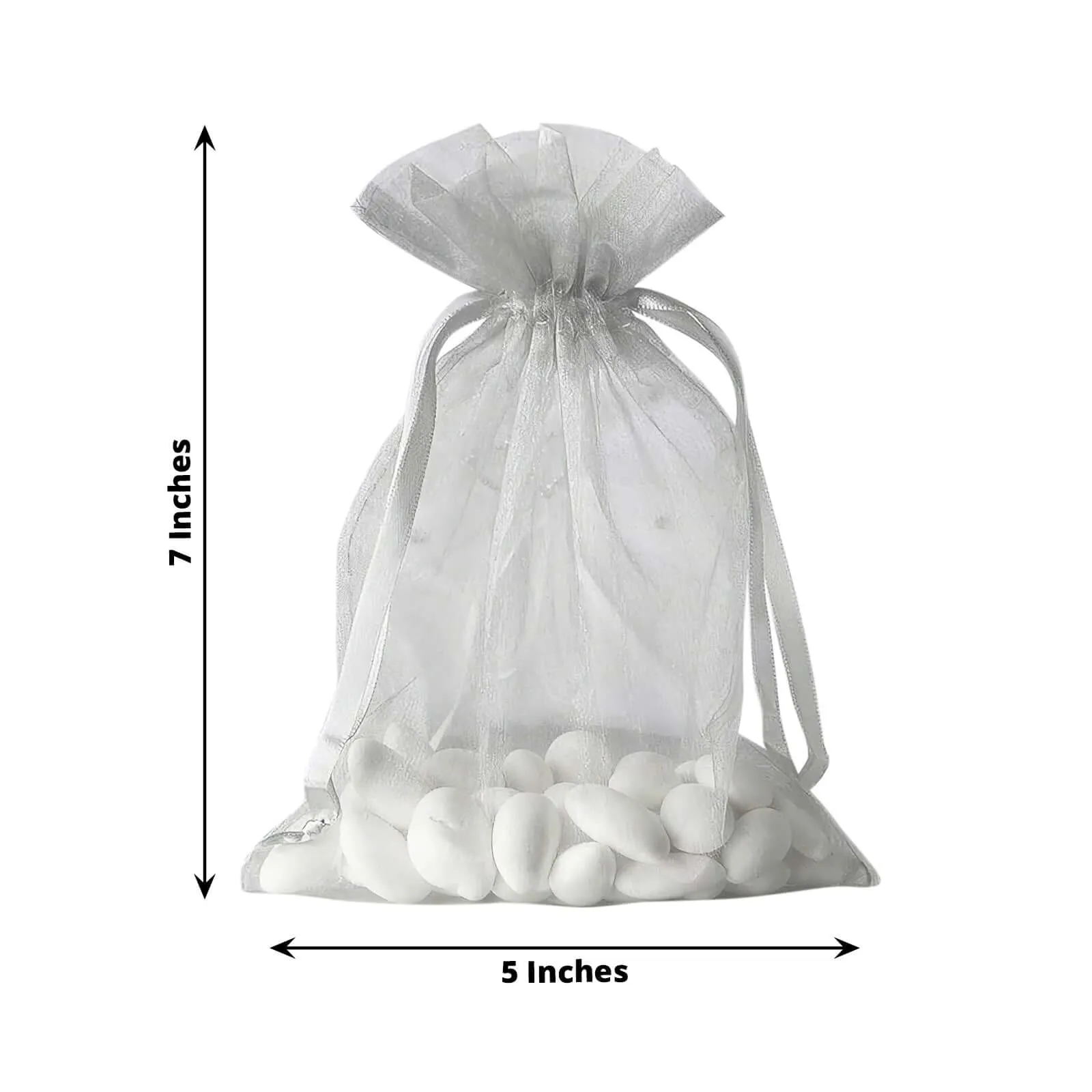 10 Pack 5"x7" Silver Organza Drawstring Wedding Party Favor Gift Bags