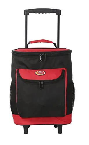 16" Cool Carry 2-Section Rolling Cooler with Thermal Insulation, Red Color Option