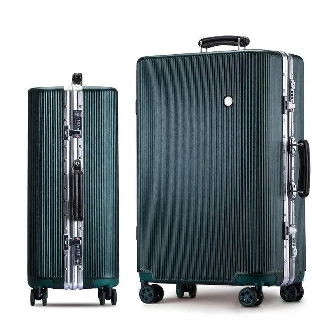 20 "24" 26 "28" White Silver Pink Gold Black Aluminum Frame And Pc Travel Trolley Case Hardside