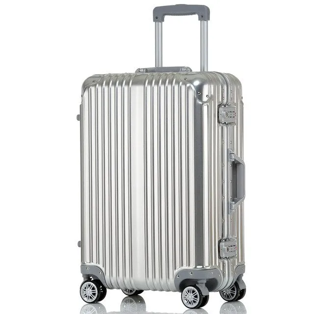 20''24''Full Aluminum Luggage Travel Trolley Suitcase Metal Hardside Rolling Luggage Suitcase Carry