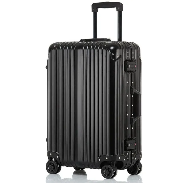 20''24''Full Aluminum Luggage Travel Trolley Suitcase Metal Hardside Rolling Luggage Suitcase Carry