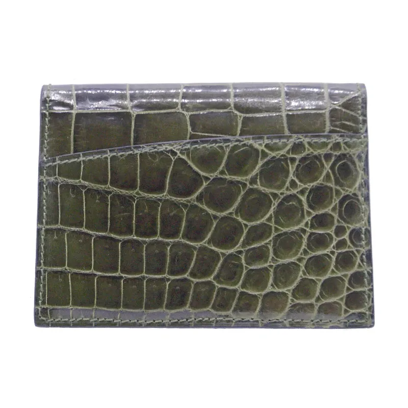 40-672-GRN Gracen Crocodile Card Case, Green