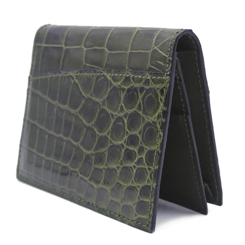 40-672-GRN Gracen Crocodile Card Case, Green