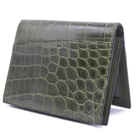 40-672-GRN Gracen Crocodile Card Case, Green