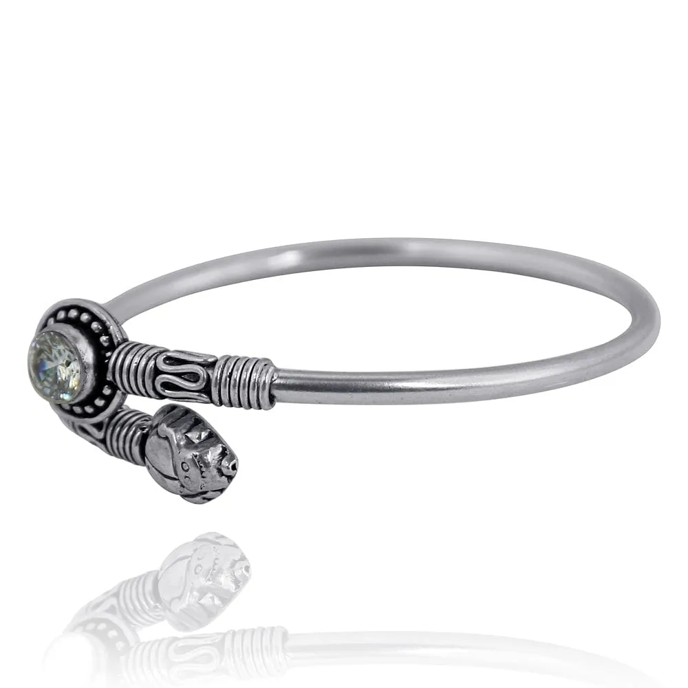 92.5 Silver Ganesha Motif and Zircon Bangle