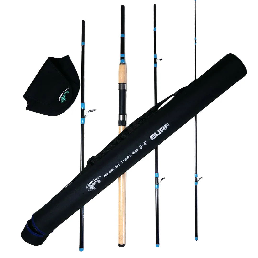 9'4" No Excuses Surf Travel Rod with Tube Medium-Heavy Action 3/4oz to 3oz