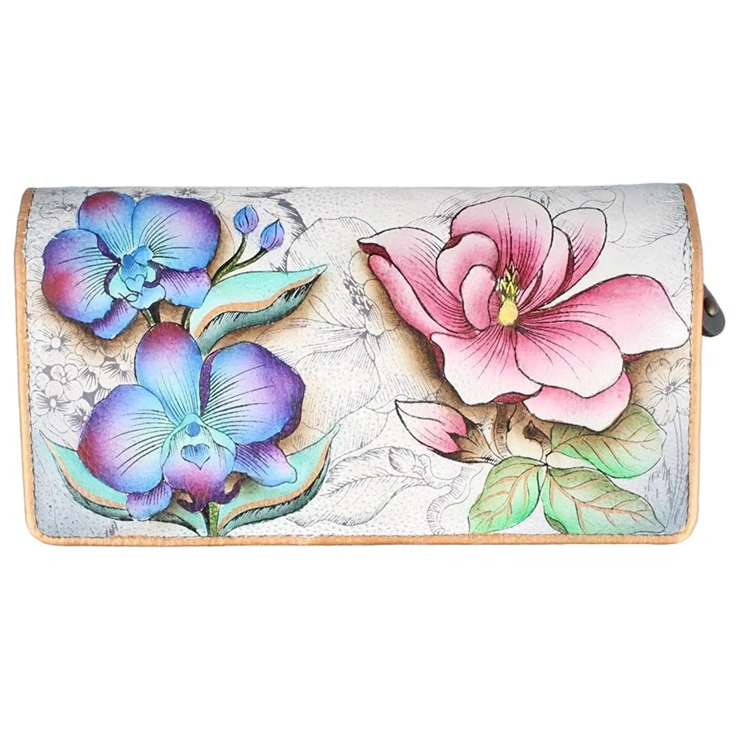 Accordion Flap Hand Painted Leather Wallet by Anuschka Leather