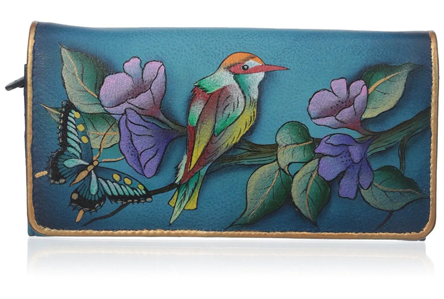 Accordion Flap Hand Painted Leather Wallet by Anuschka Leather