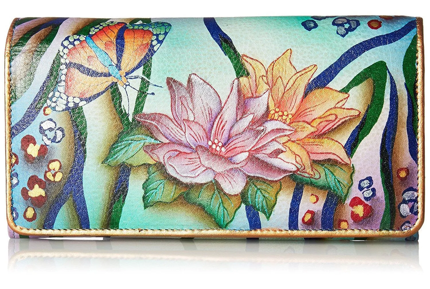 Accordion Flap Hand Painted Leather Wallet by Anuschka Leather