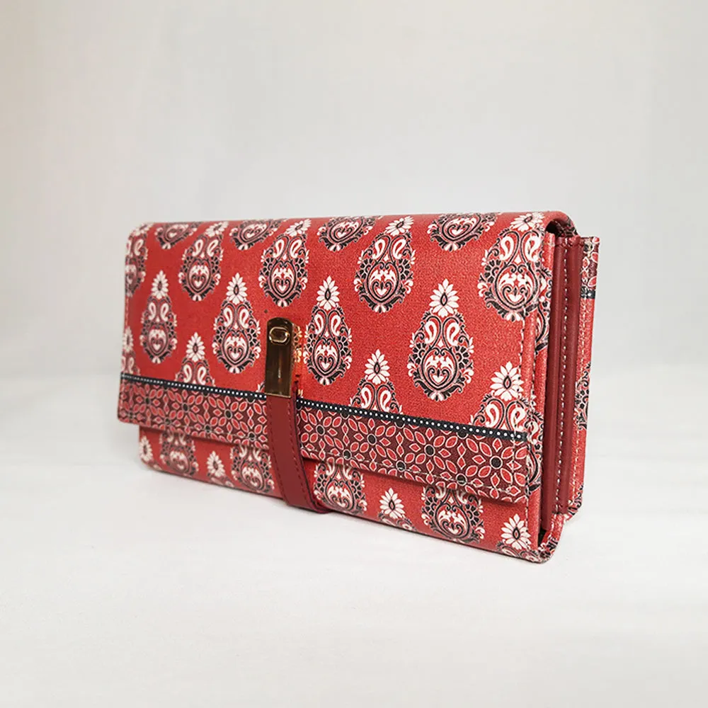 Ajrakh Wallet with Mobile case (Maroon)