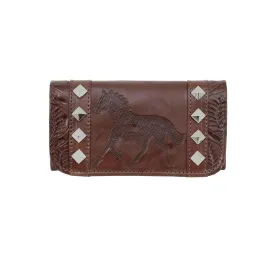 American West Hitchin Post Chestnut Brown Leather Trifold Wallet