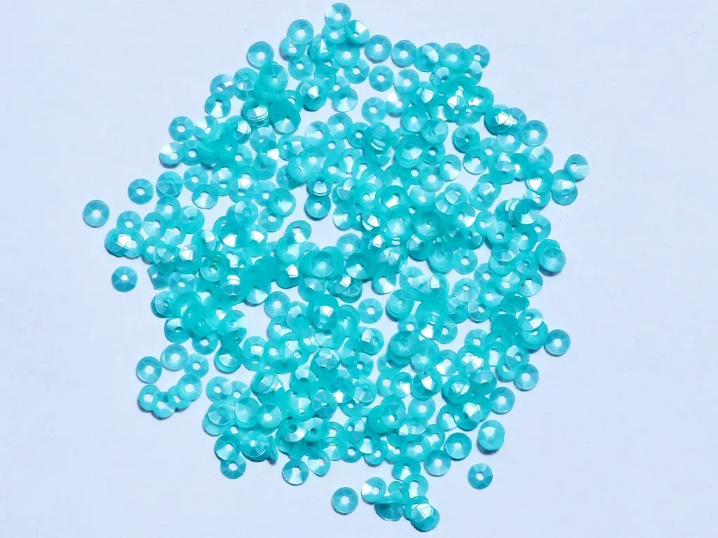 Aqua Blue Center Hole Bowl Plastic Sequins- 4 mm(Wholesale)