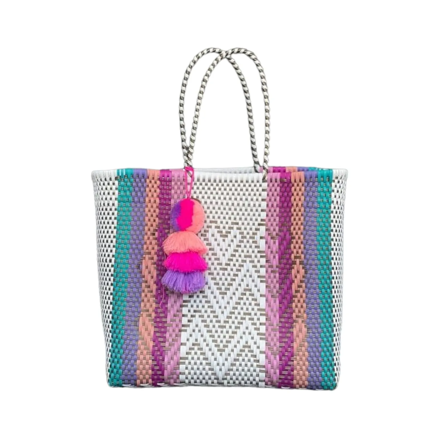 Aqua Rainbow Hearts Citron Tote