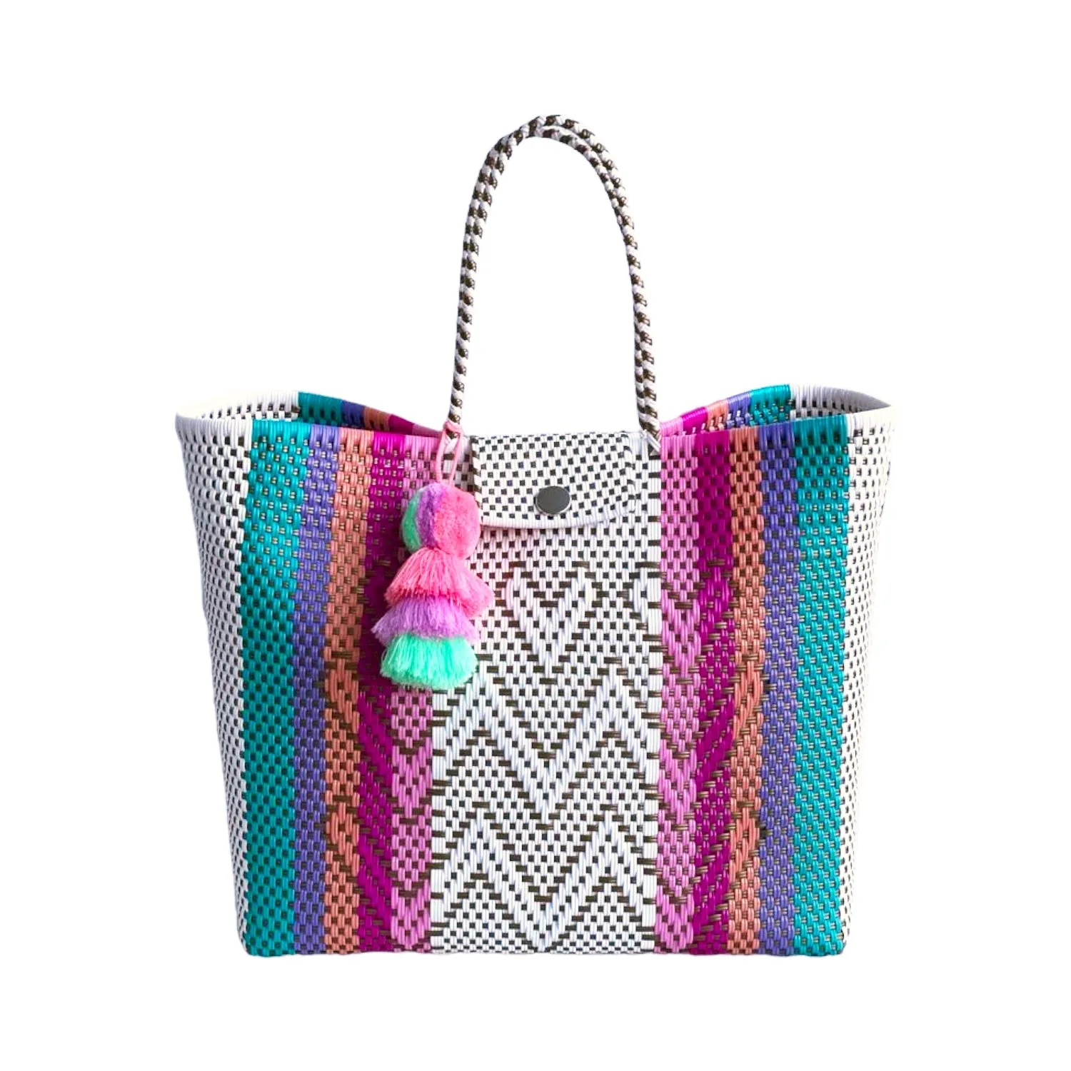 Aqua Rainbow Hearts Citron Tote