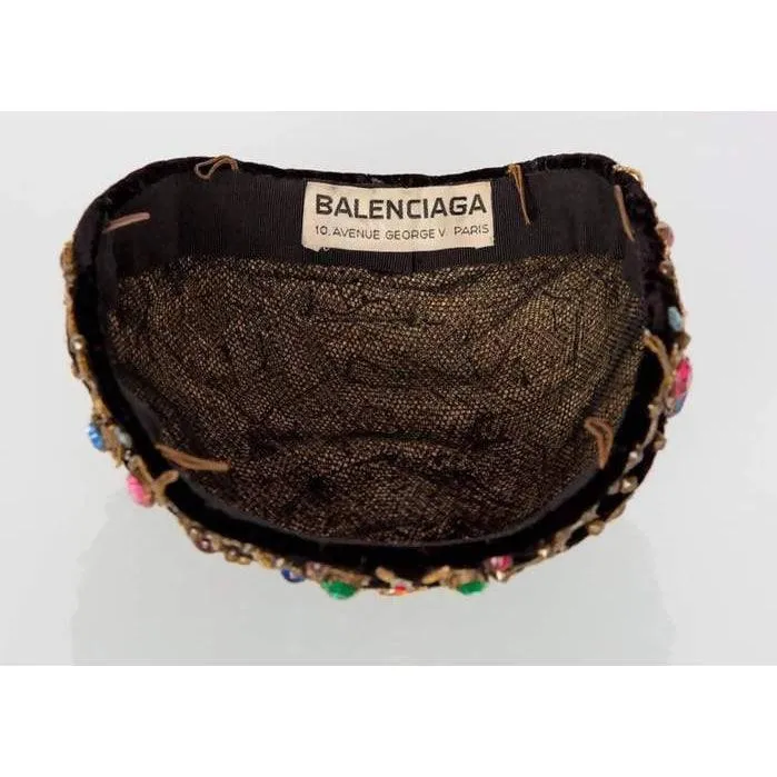 BALENCIAGA Black Velvet Jewel Toque Hat | OS