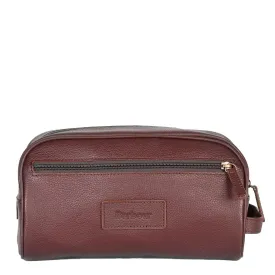 Barbour Leather Wash Bag Dark Brown