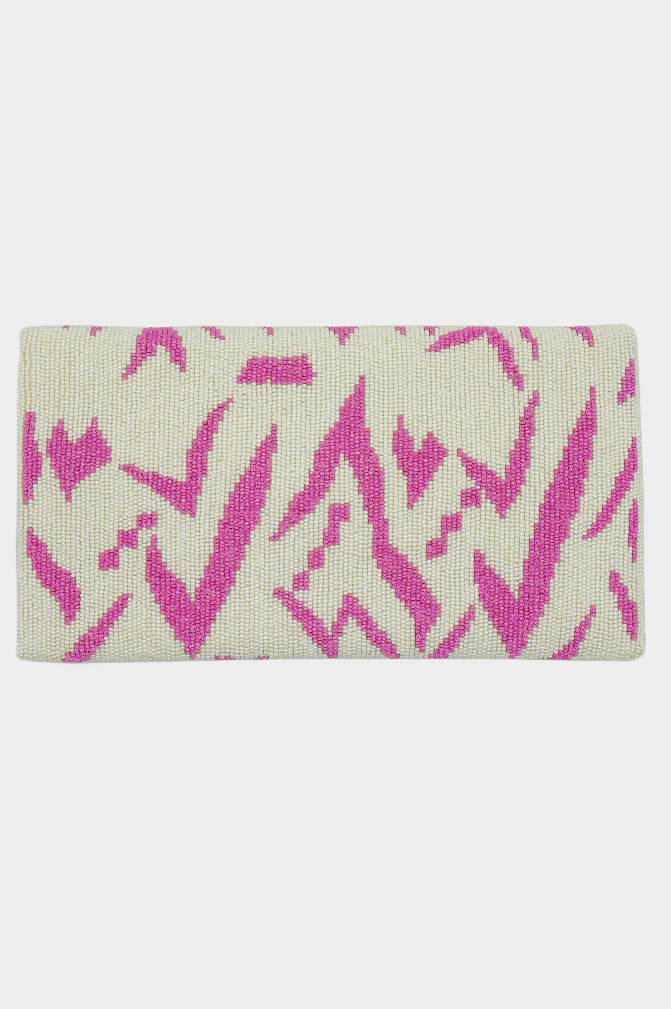 Beaded Clutch Bag | Pink/White