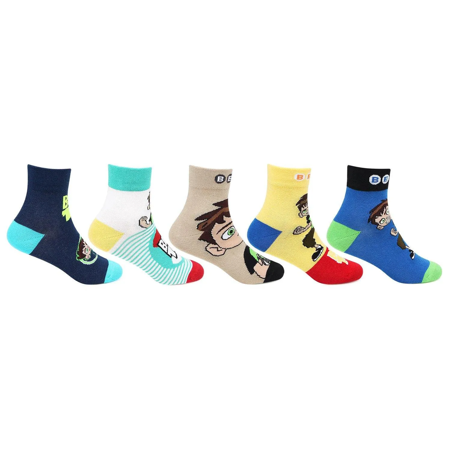 Ben 10 Ankle-Length Socks Cotton For Boys- Pack Of 5