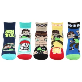 Ben 10 Ankle-Length Socks Cotton For Boys- Pack Of 5