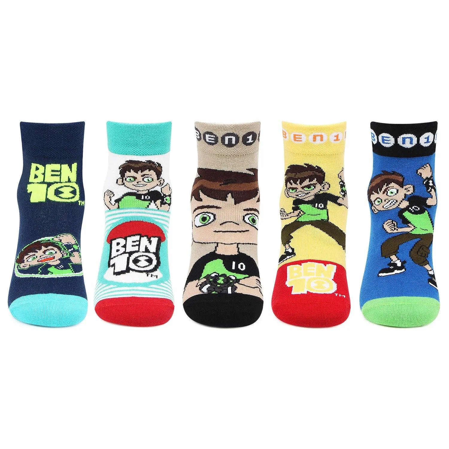 Ben 10 Ankle-Length Socks Cotton For Boys- Pack Of 5