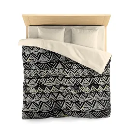 Black Triangular Duvet Cover, Geometric Soft Microfiber Premium Bedding- Size Queen/ Twin