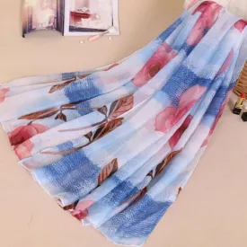 Blue Floral Cotton Scarf