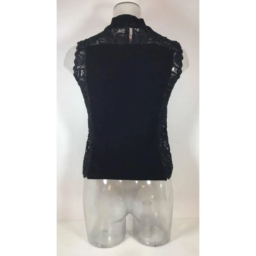 BLUMARINE Black Sleeveless Top with Lace | Size US 2 - IT 38