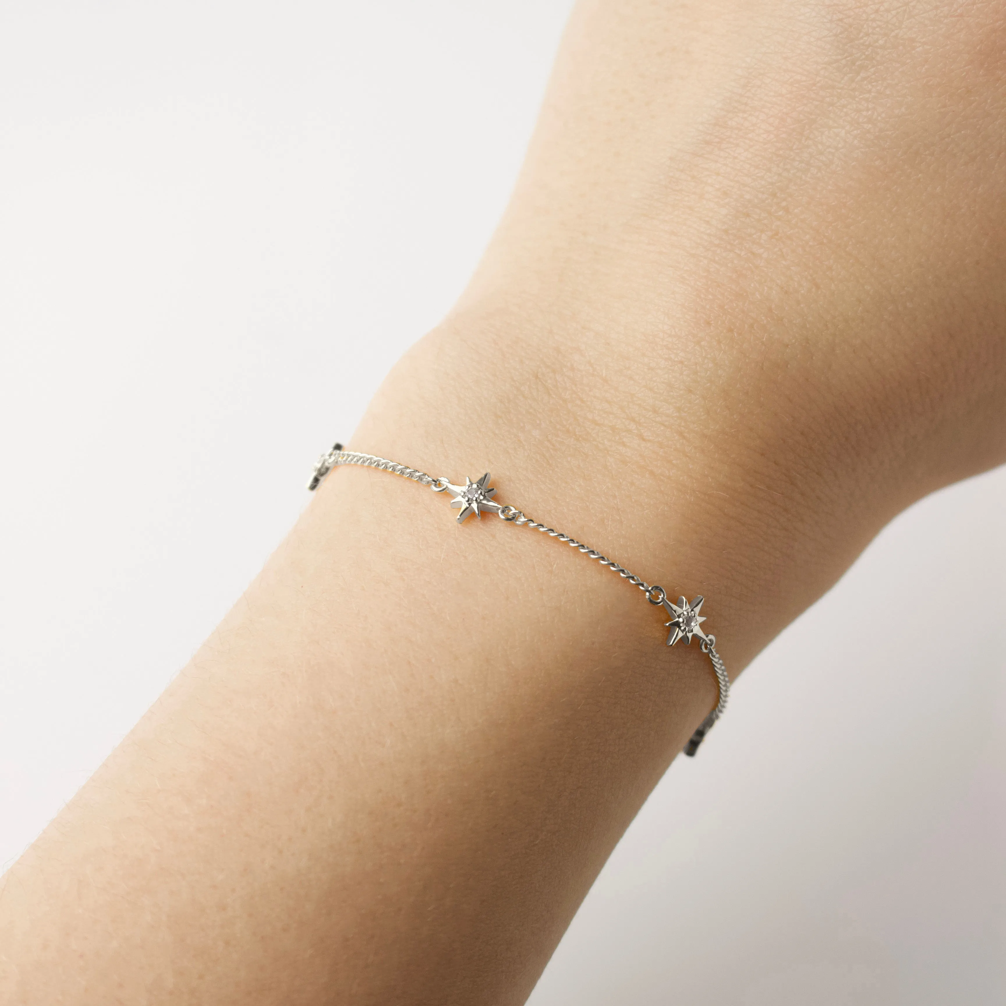 Celestial Dainty White Topaz Star Bracelet