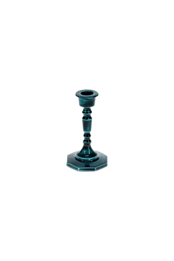 Deep Blue Enamel Cast Style Candlestick Holder - 2 Sizes Available