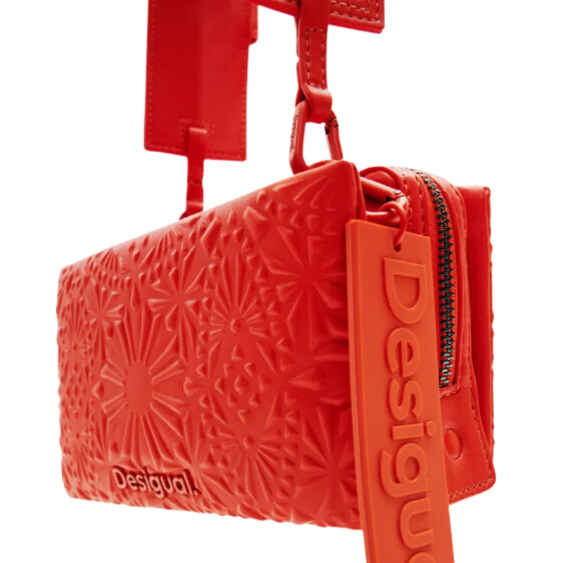 Desigual Geometric Embossed Crossbody Bag - Jaffa Orange