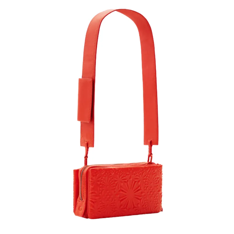 Desigual Geometric Embossed Crossbody Bag - Jaffa Orange