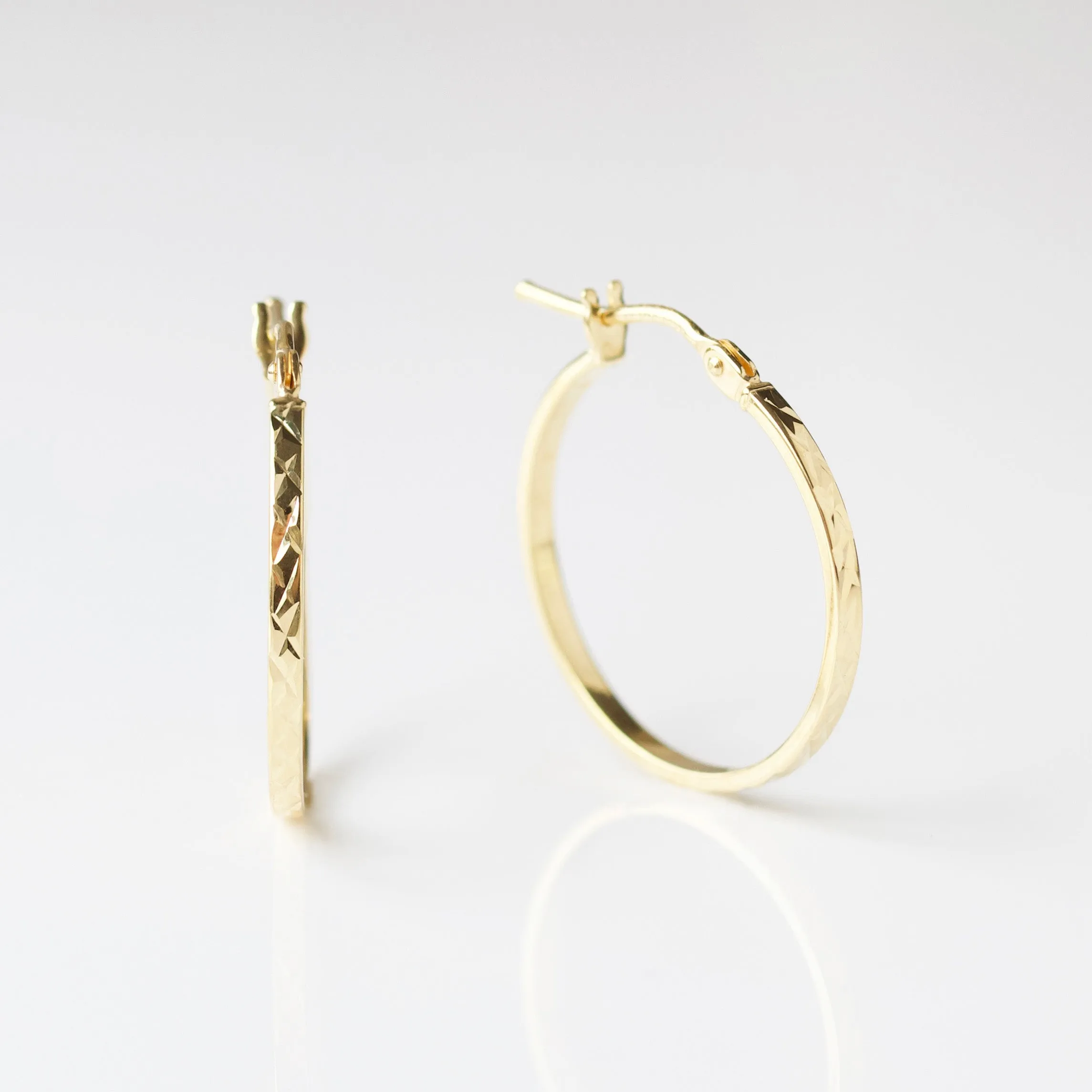 Diamond Cut Slim Hoop Earrings