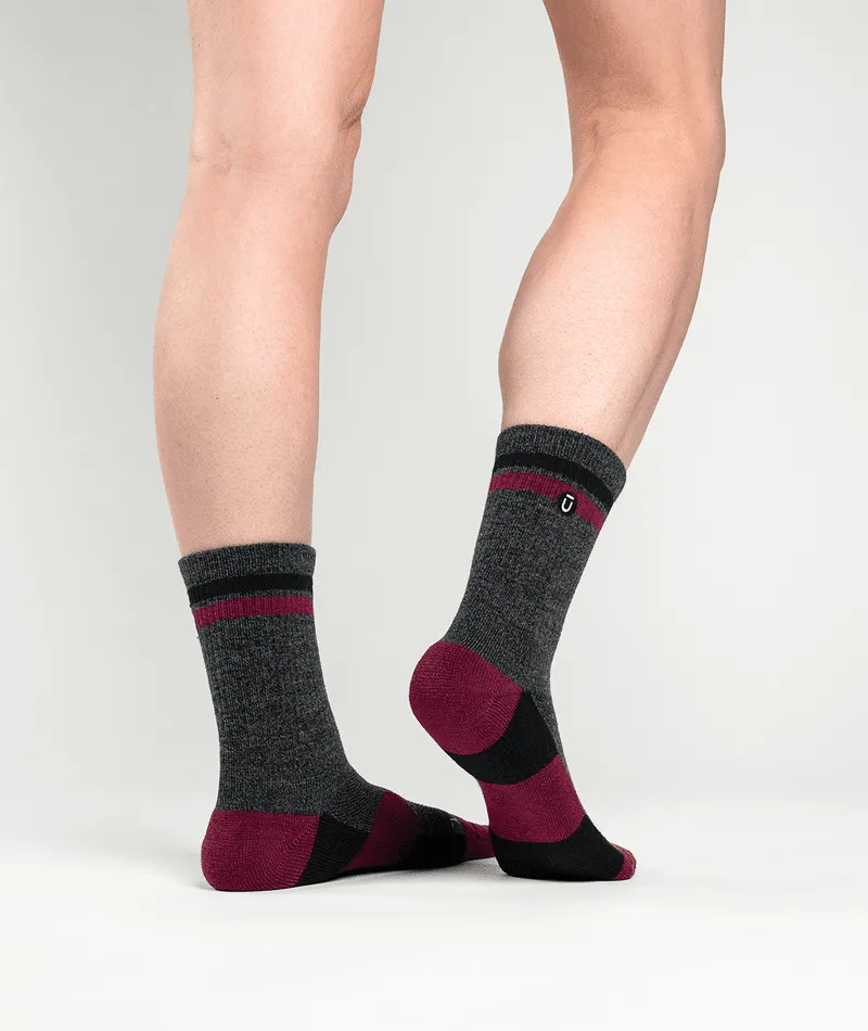 Premium Everyday Wine Merino Wool Crew Socks