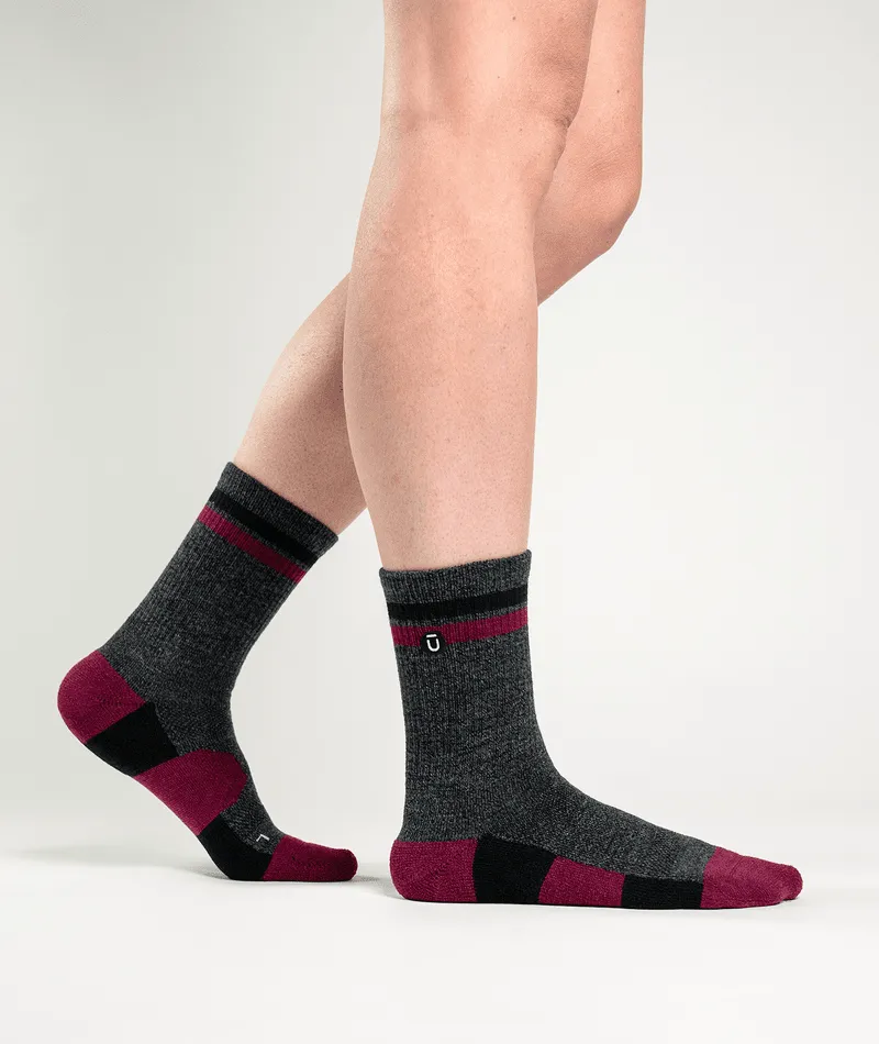 Premium Everyday Wine Merino Wool Crew Socks