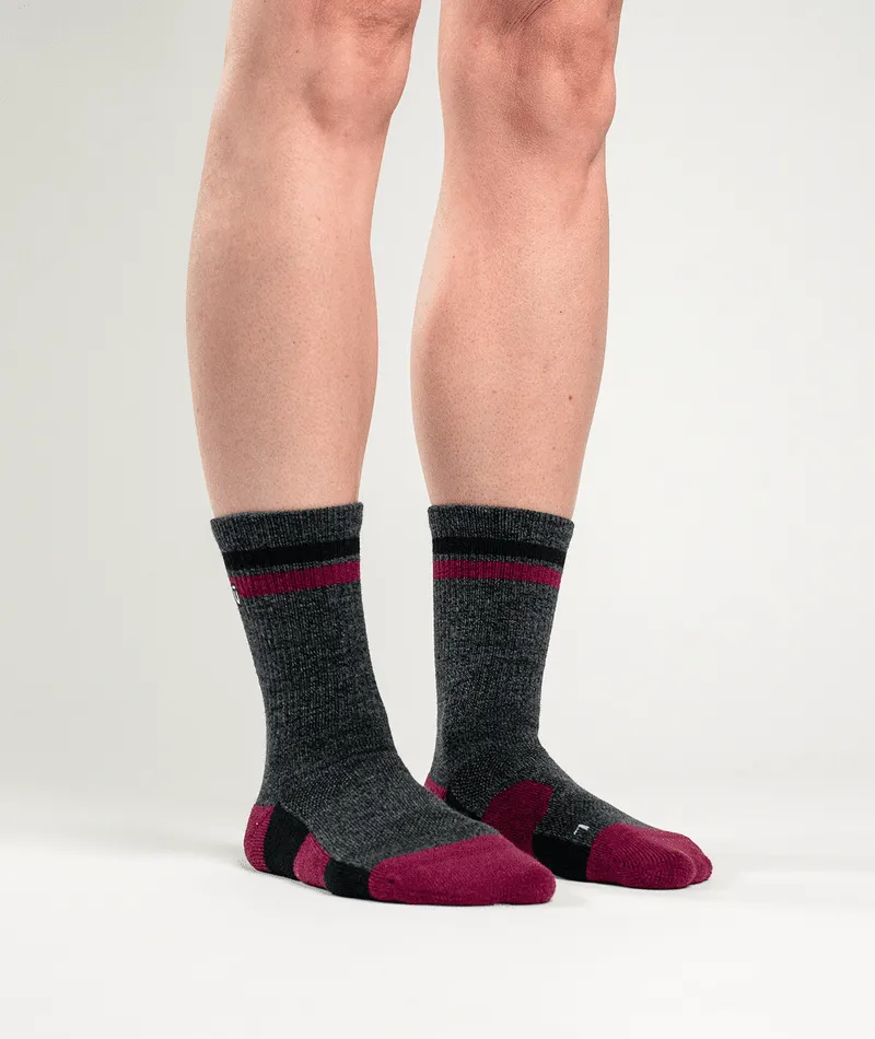 Premium Everyday Wine Merino Wool Crew Socks