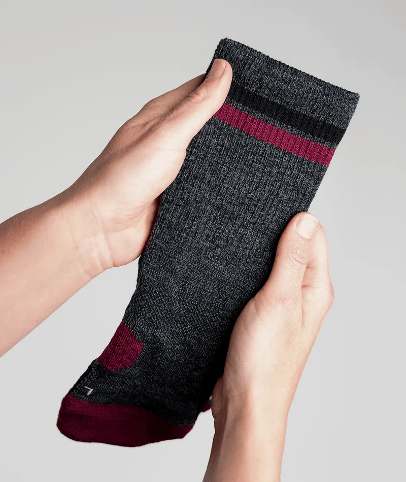 Premium Everyday Wine Merino Wool Crew Socks