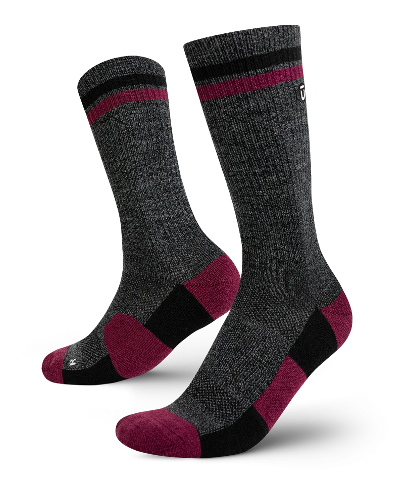 Premium Everyday Wine Merino Wool Crew Socks