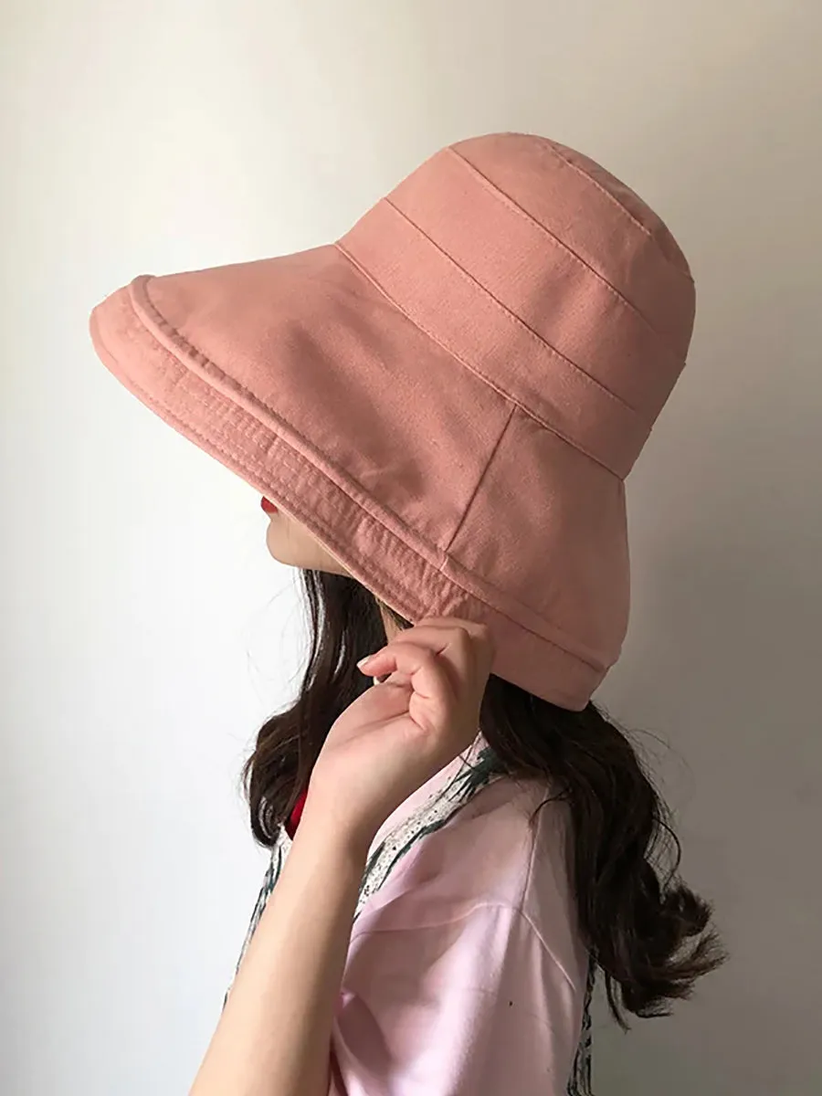 Female Summer Sun Hat Solid Color Foldable Hat