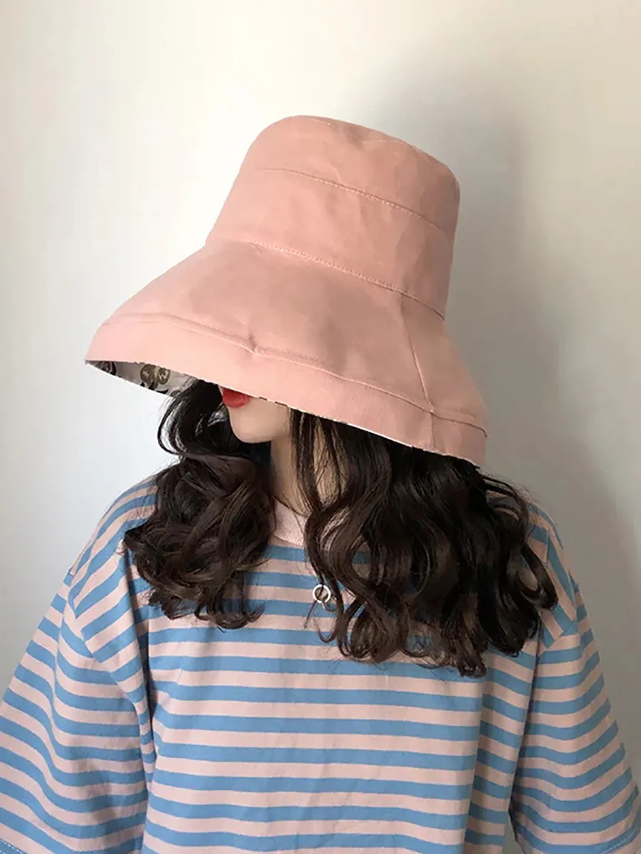 Female Summer Sun Hat Solid Color Foldable Hat