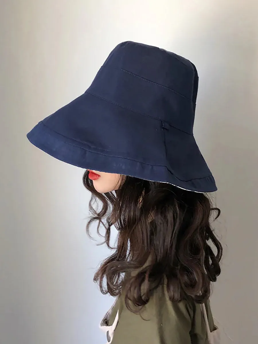 Female Summer Sun Hat Solid Color Foldable Hat