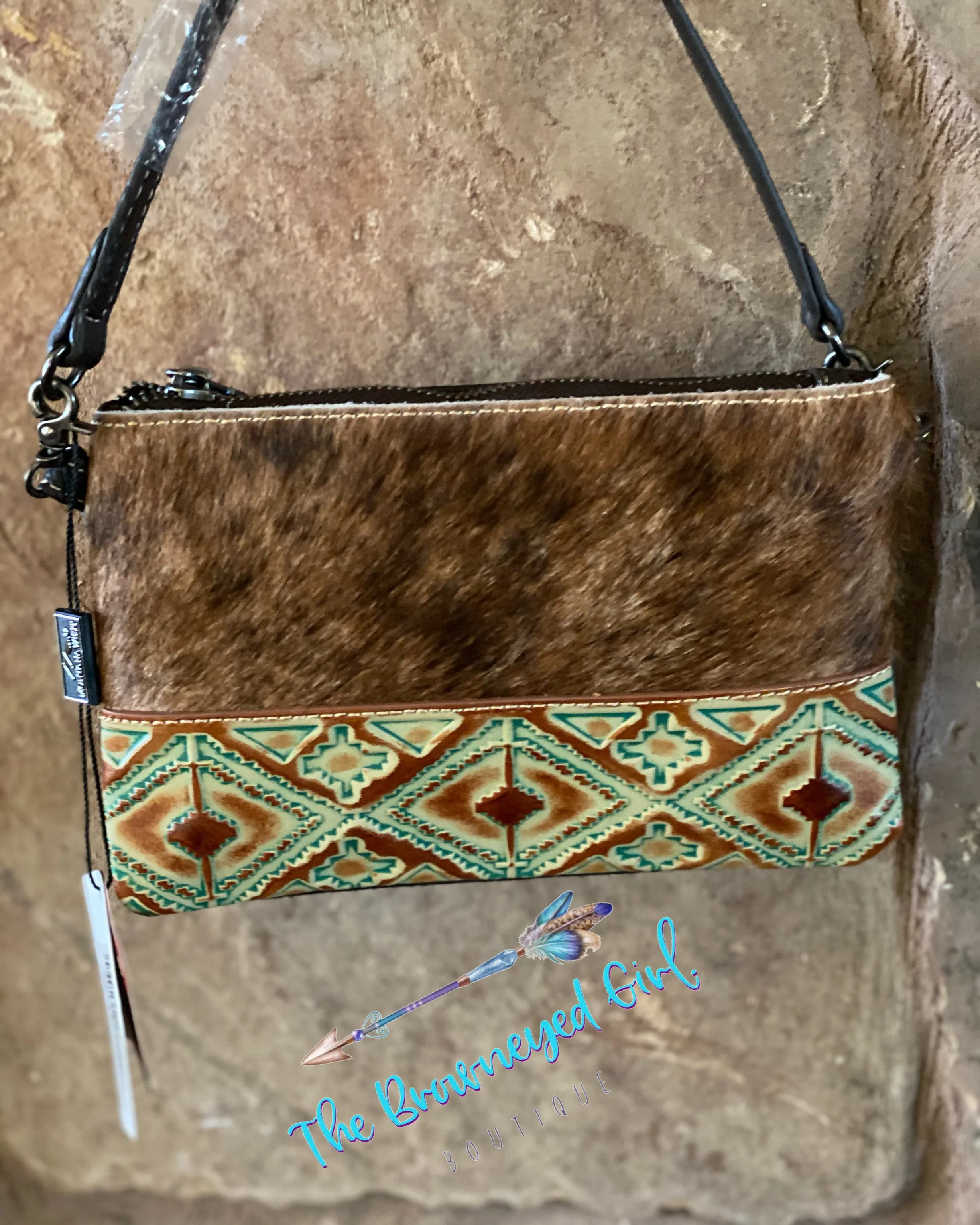 Genuine Leather Hair on Hide Cross Body