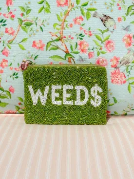 Glamfox - Green Weed Money Beaded Coin Purse