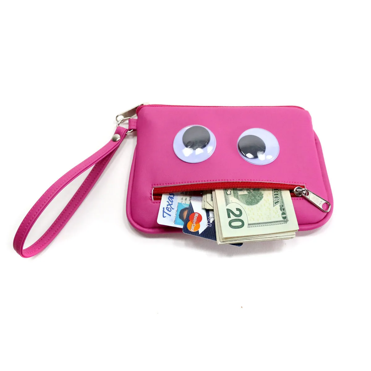 Googly-Eyed Monster Vegan Wristlet/Crossbody Bag (Multicolored)