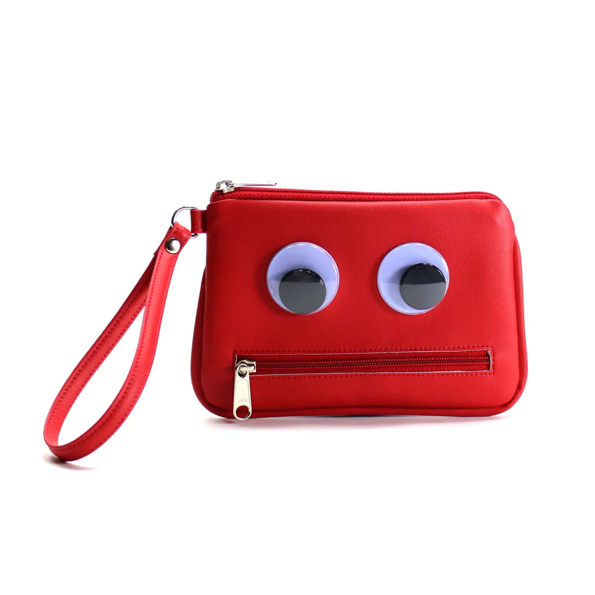 Googly-Eyed Monster Vegan Wristlet/Crossbody Bag (Multicolored)