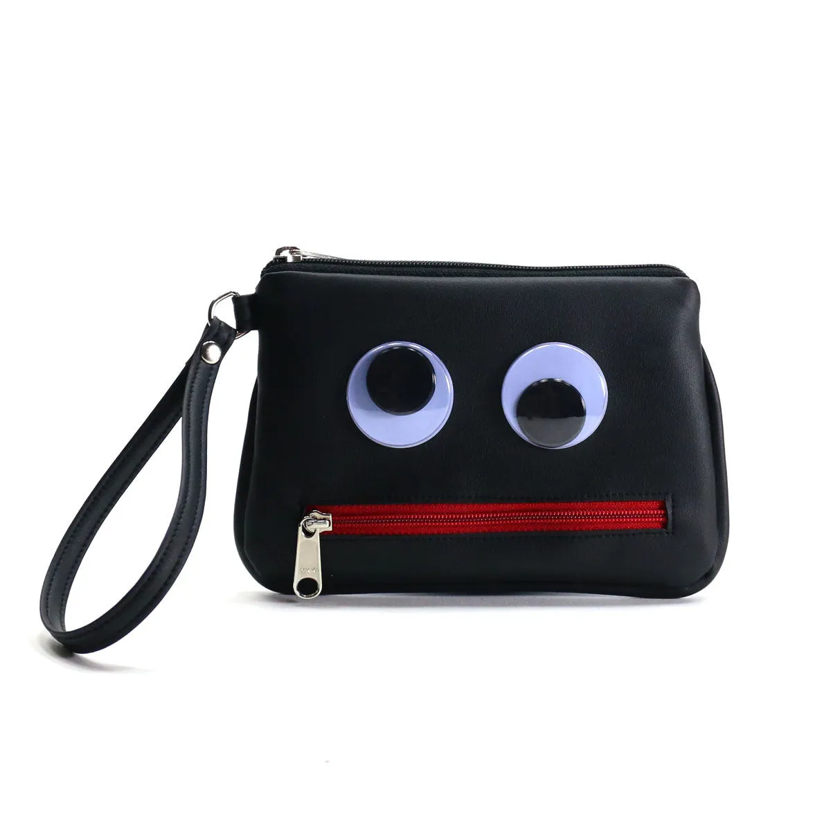 Googly-Eyed Monster Vegan Wristlet/Crossbody Bag (Multicolored)